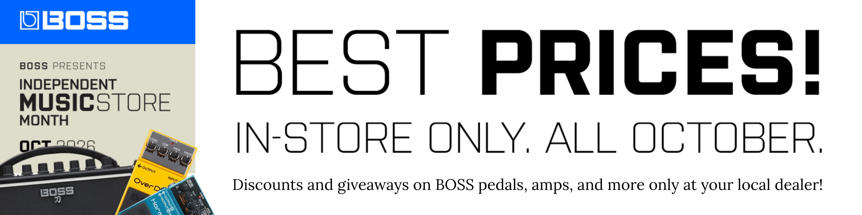 BOSS Independent Music Store Month promotion
