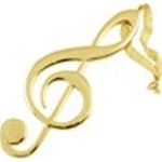 Gold Treble Clef Tree Ornament
