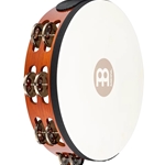 Meinl 10" Traditional Wood Tambourine - Dual Row w/ Nickel Plated Steel Jingles - Brown