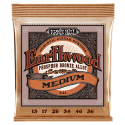 Ernie Ball Earthwood Phosphor Bronze Acoustic Guitar Strings - Medium, 13-56