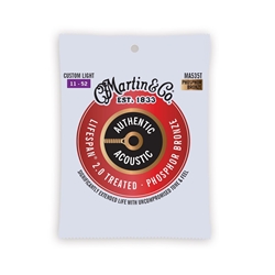 Martin Authentic Acoustic Lifespan 2.0 Phosphor Bronze Guitar Strings - Custom Light, 11-52