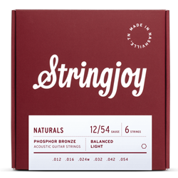 Stringjoy Natural - Light Guage (12-54) Phosphor Bronze Acoustic Guitar Strings