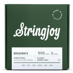 Stringjoy Broadways Classic Super Light Guage (9-40) Pure Nickel Guitar Strings