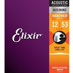 Elixir Acoustic Nanoweb 80/20 Bronze Guitar Strings