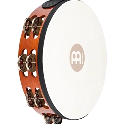 Meinl 10" Traditional Wood Tambourine - Dual Row w/ Nickel Plated Steel Jingles - Brown