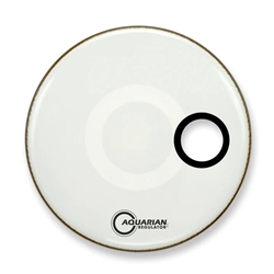 Aquarian White Regulator Resonant Bass Drumhead - Offset Port