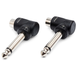Hosa Right-Angle Adaptor - RCA to 1/4" TS - 2-Pack