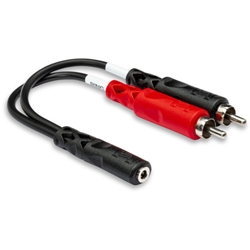 Hosa Stereo Breakout - 3.5mm TRSF to Dual RCA