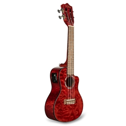 Lanikai Quilted Maple Red Stain Acoustic-Electric Concert Ukulele